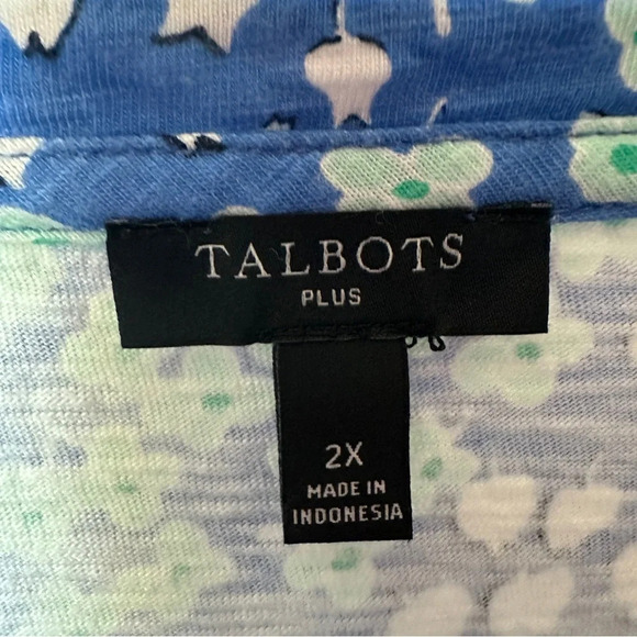Talbots Plus 2X Floral Popover Blouse‎ Puff Sleeves Cottagecore Coastal Grandma - Picture 3 of 9